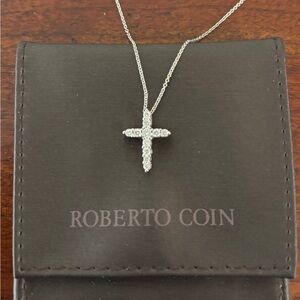 Roberto Coin 18K White Gold and Diamond Cross Necklace